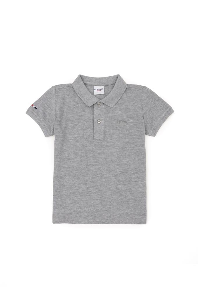 Erkek Çocuk Gri Melanj Basic Polo Yaka Tişört