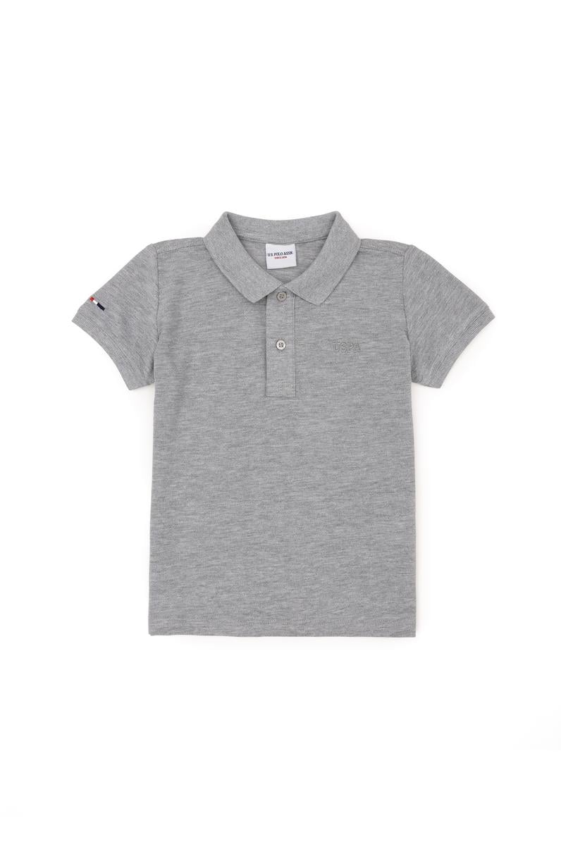 Erkek Çocuk Gri Melanj Basic Polo Yaka Tişört