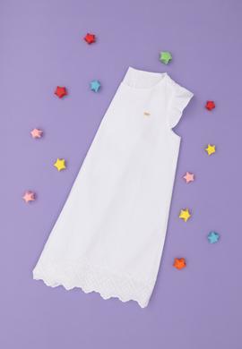 Kız Çocuk Beyaz Kolsuz Dokuma Elbise - 50262731009