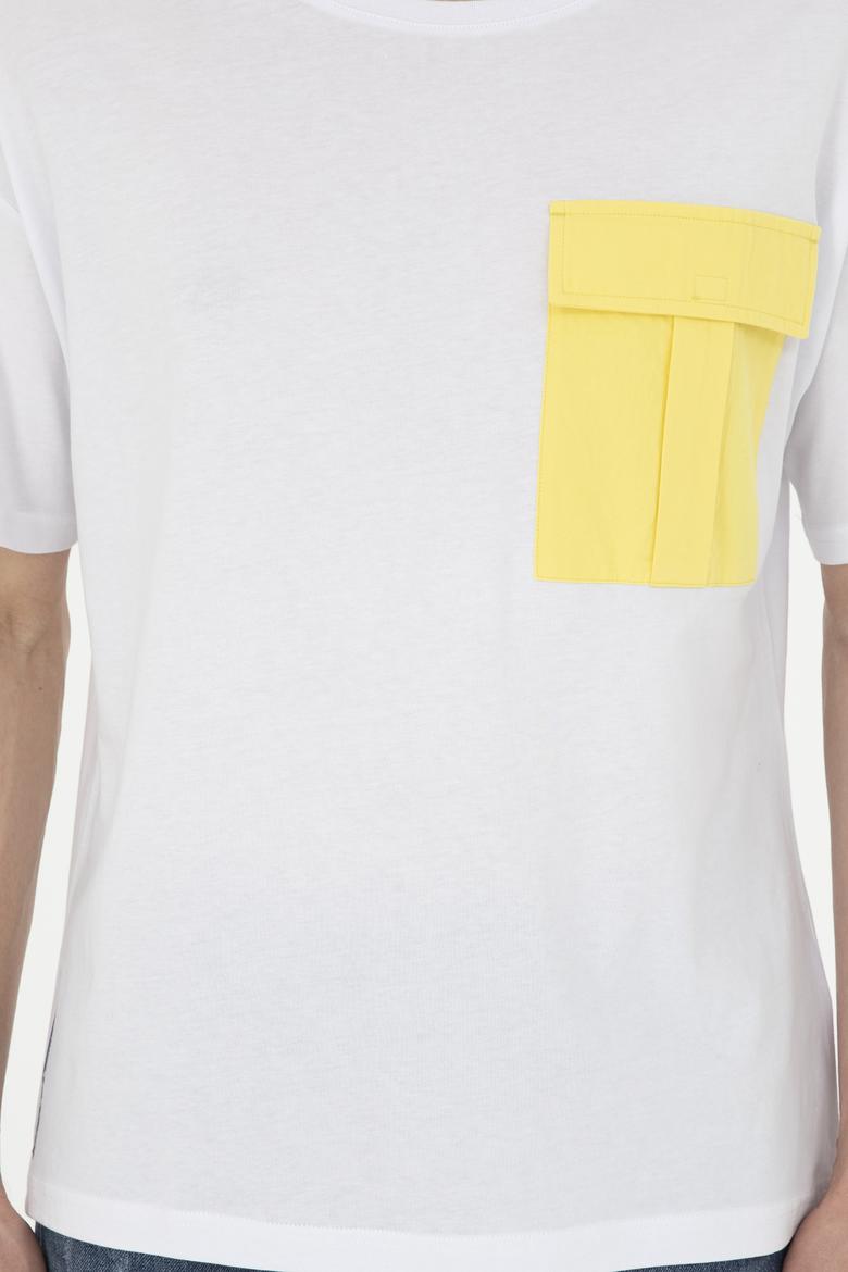 Erkek Beyaz Comfort Bisiklet Yaka Tişört - 50263343030