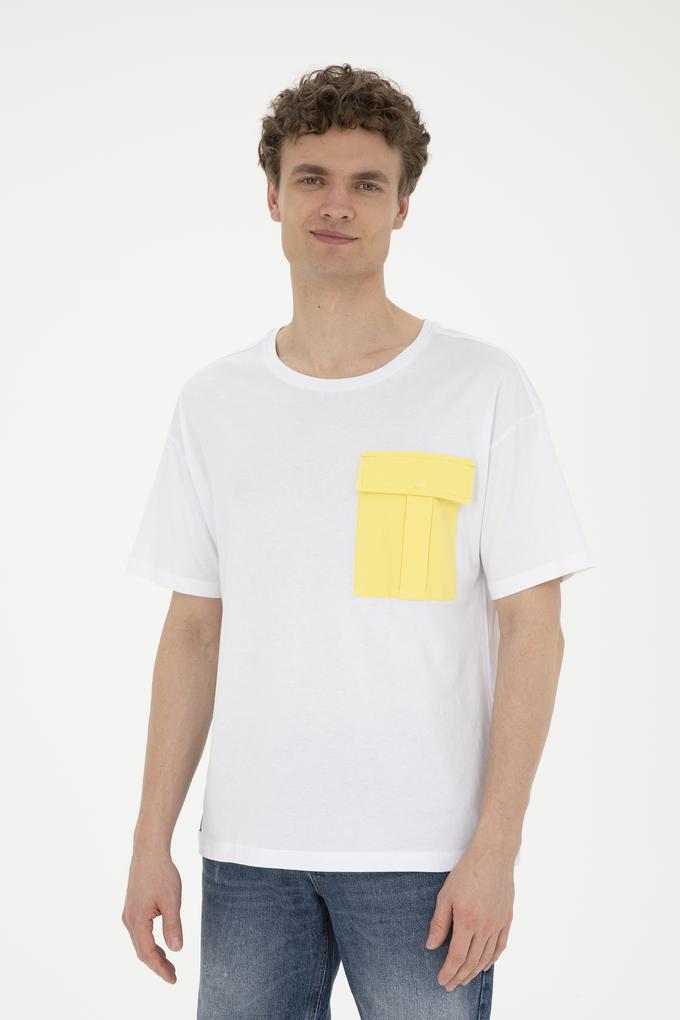 Erkek Beyaz Comfort Bisiklet Yaka Tişört