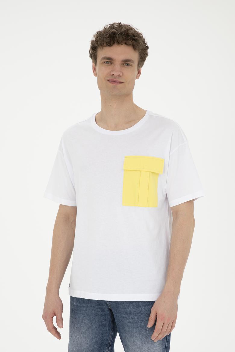 Erkek Beyaz Comfort Bisiklet Yaka Tişört