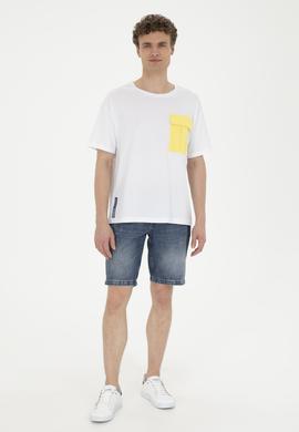 Erkek Beyaz Comfort Bisiklet Yaka Tişört - 50263343030