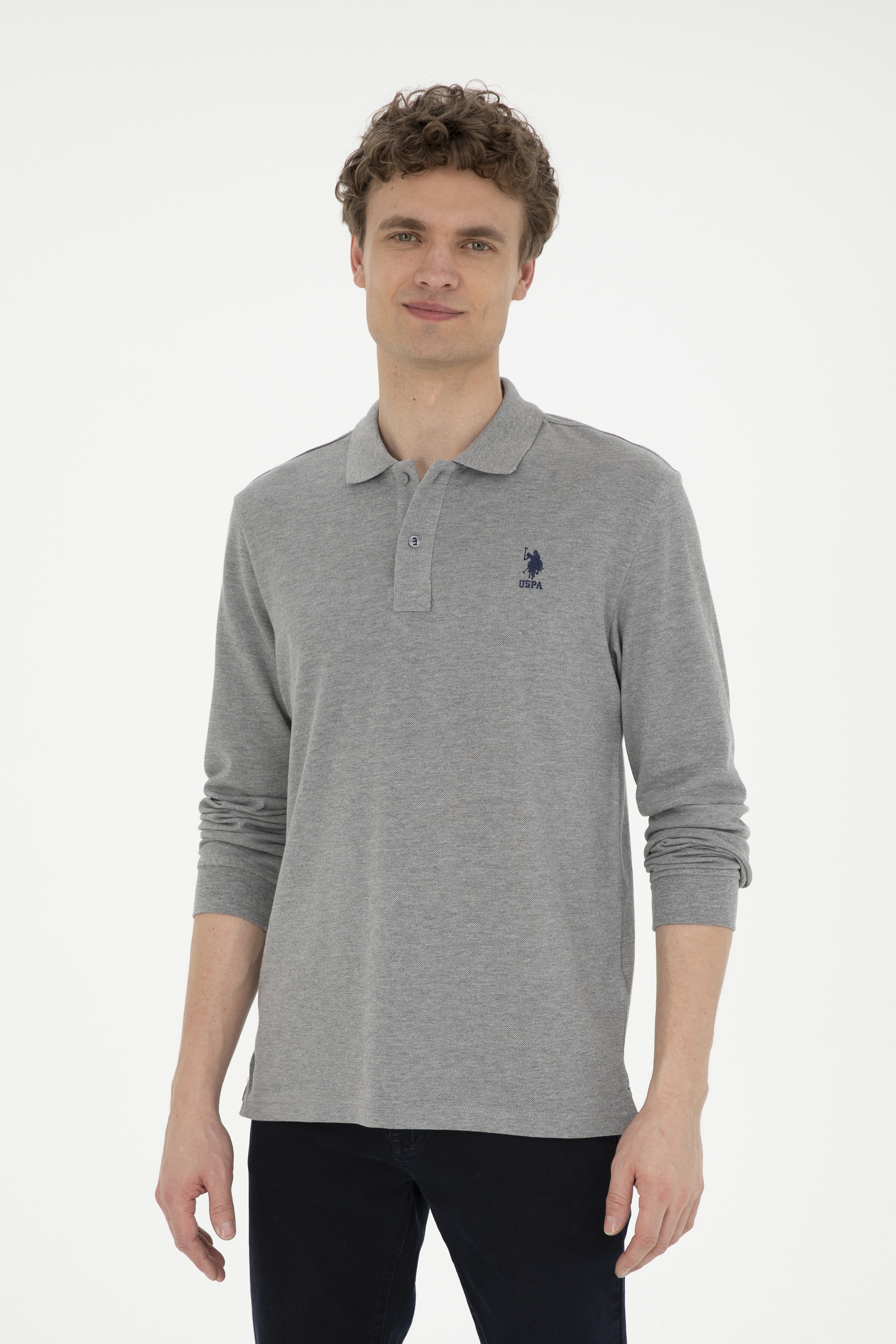 Erkek Gri Melanj Basic Sweatshirt - Image 1