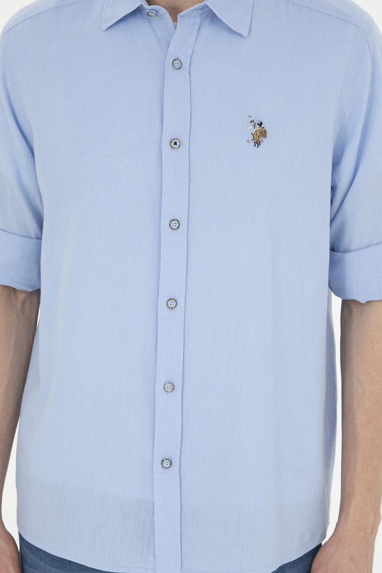 Erkek Mavi Uzun Kollu Basic Gömlek - 50262880117