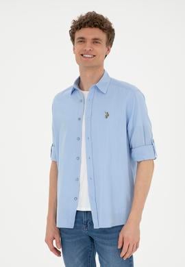 Erkek Mavi Uzun Kollu Basic Gömlek - 50262880117