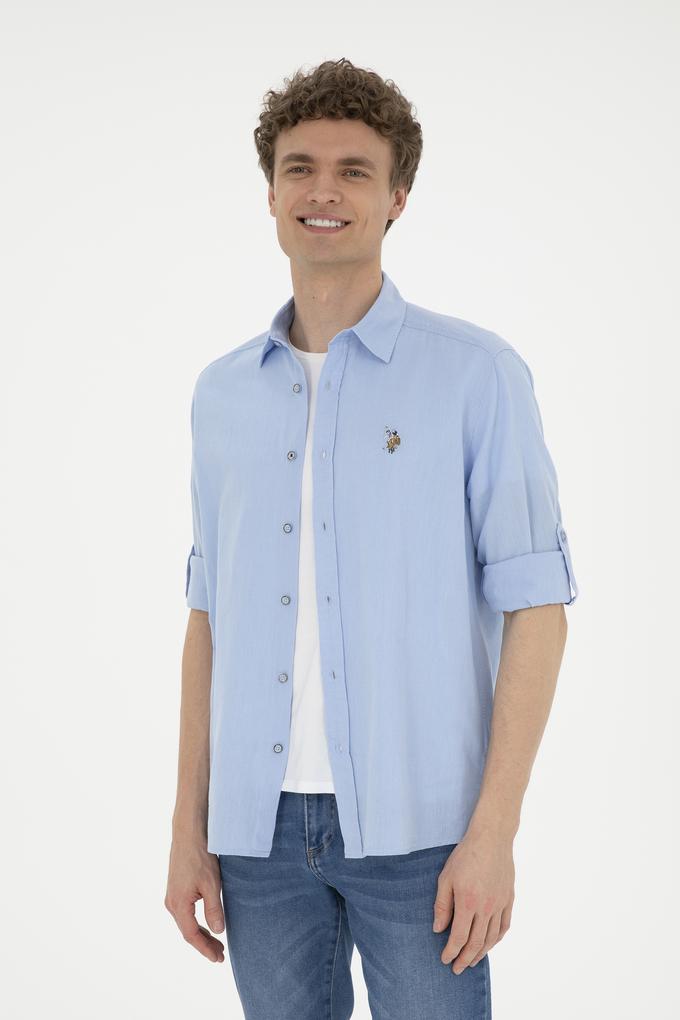 Erkek Mavi Uzun Kollu Basic Gömlek