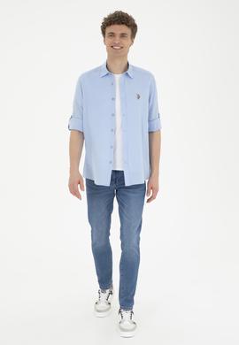 Erkek Mavi Uzun Kollu Basic Gömlek - 50262880117