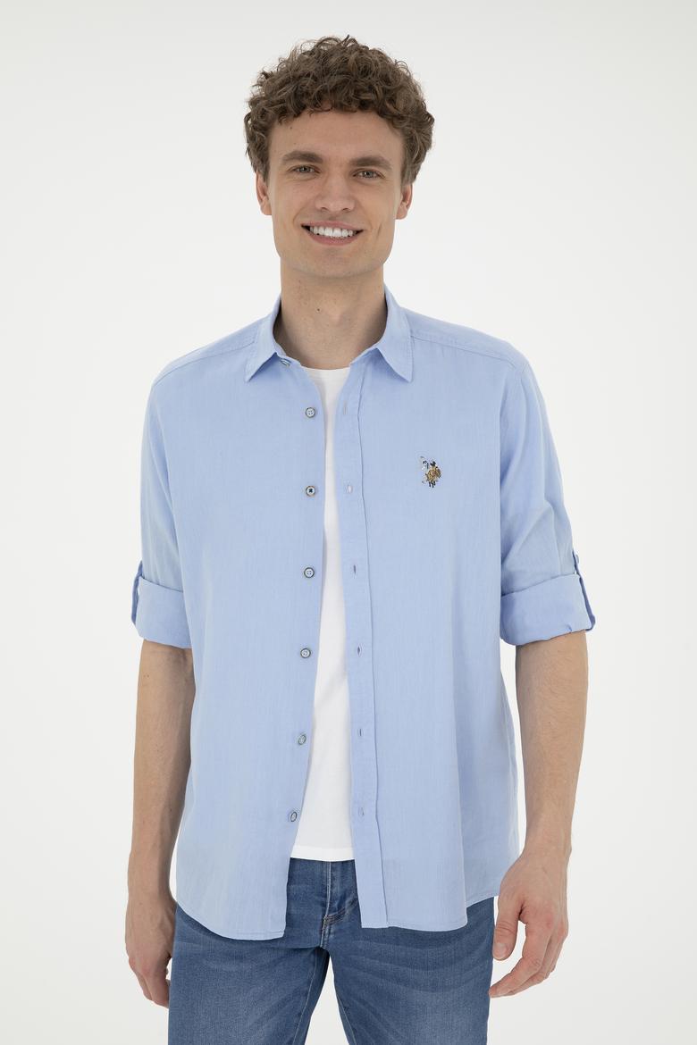 Erkek Mavi Uzun Kollu Basic Gömlek - 50262880117