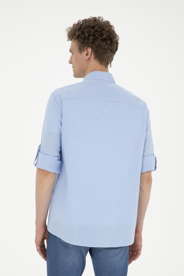 Erkek Mavi Uzun Kollu Basic Gömlek - 50262880117