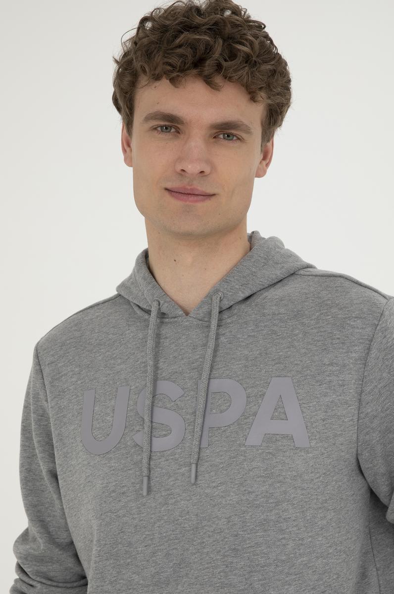 Erkek Gri Melanj Basic Sweatshirt