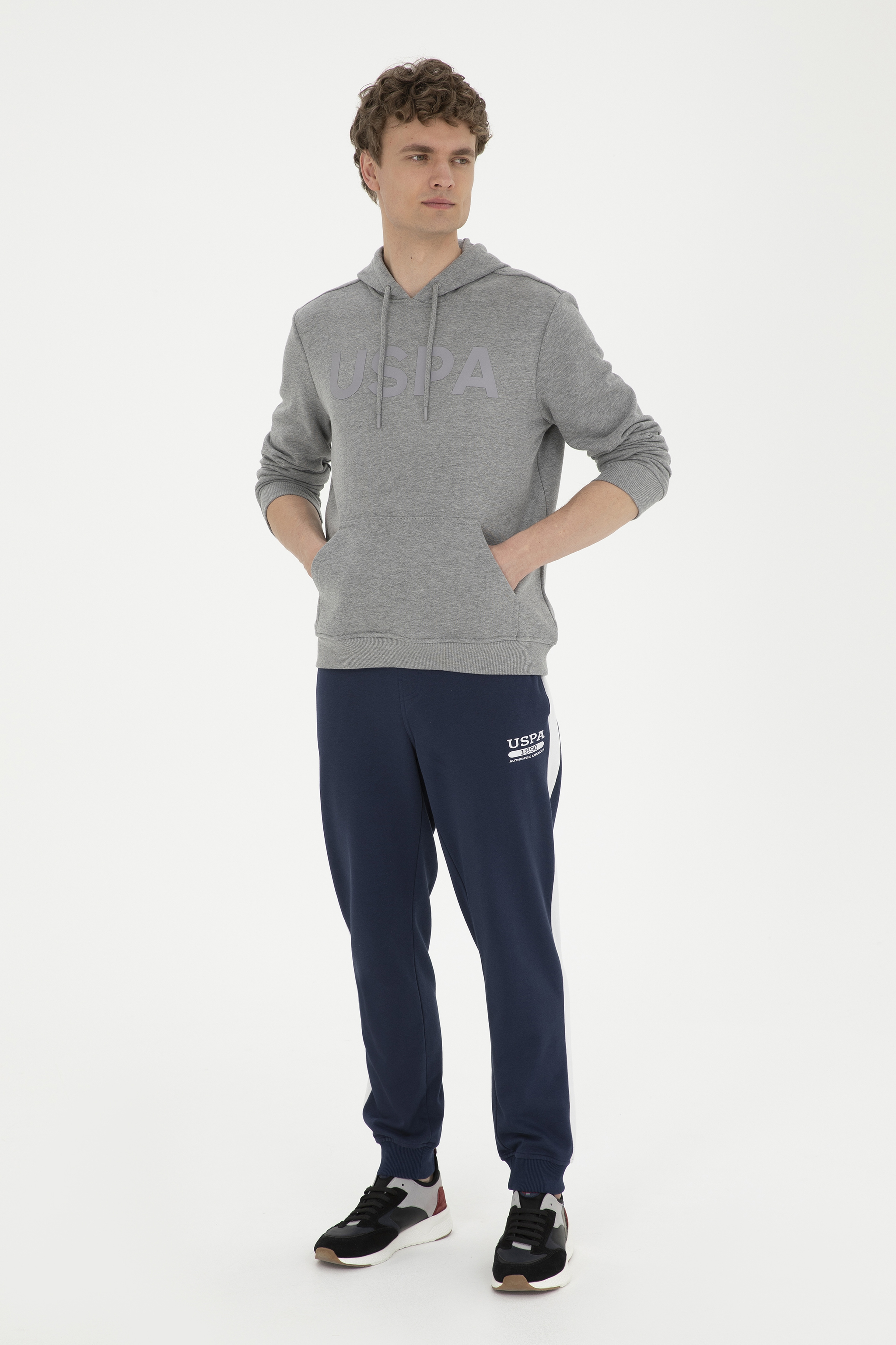 Erkek Gri Melanj Basic Sweatshirt - Image 4