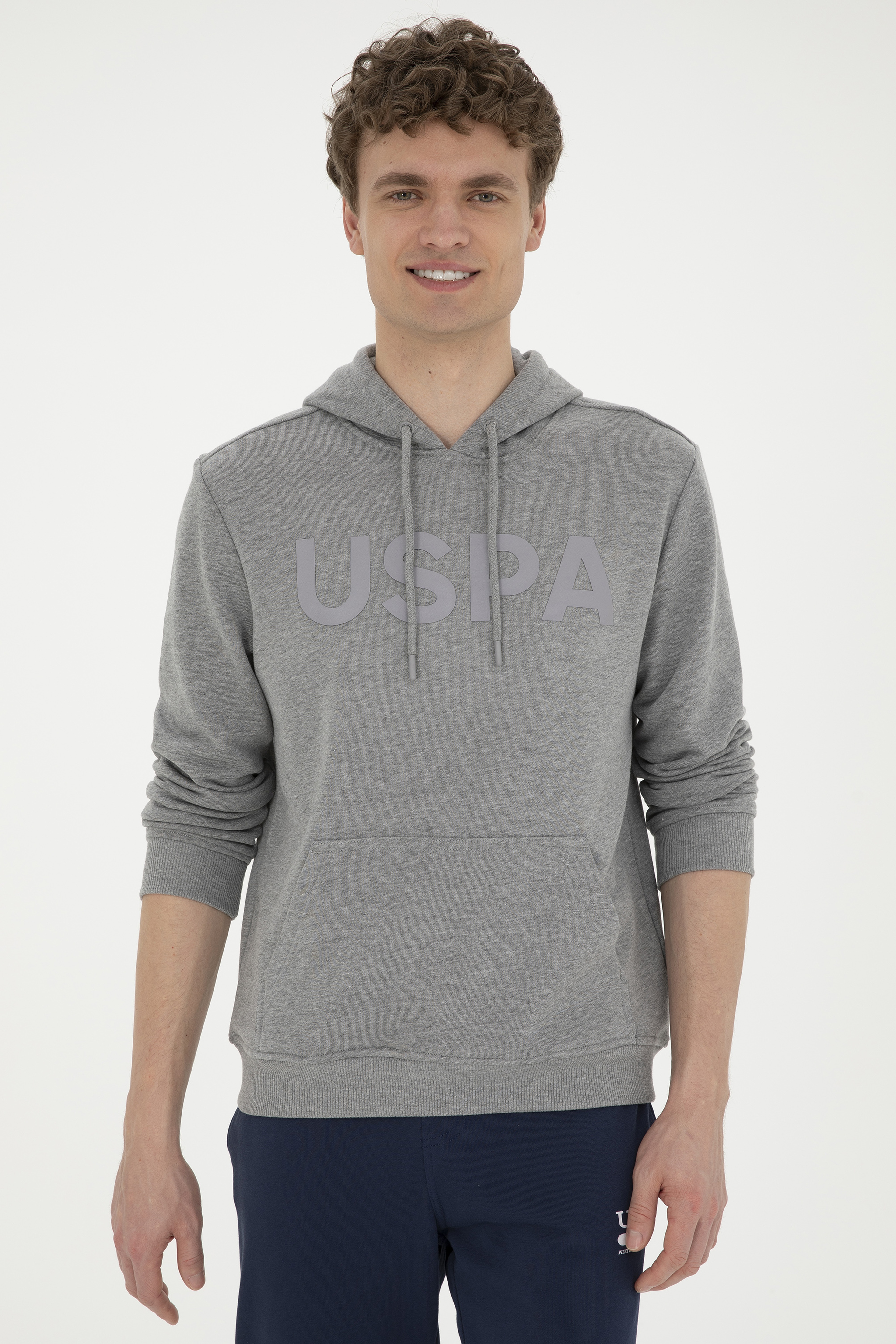 Erkek Gri Melanj Basic Sweatshirt