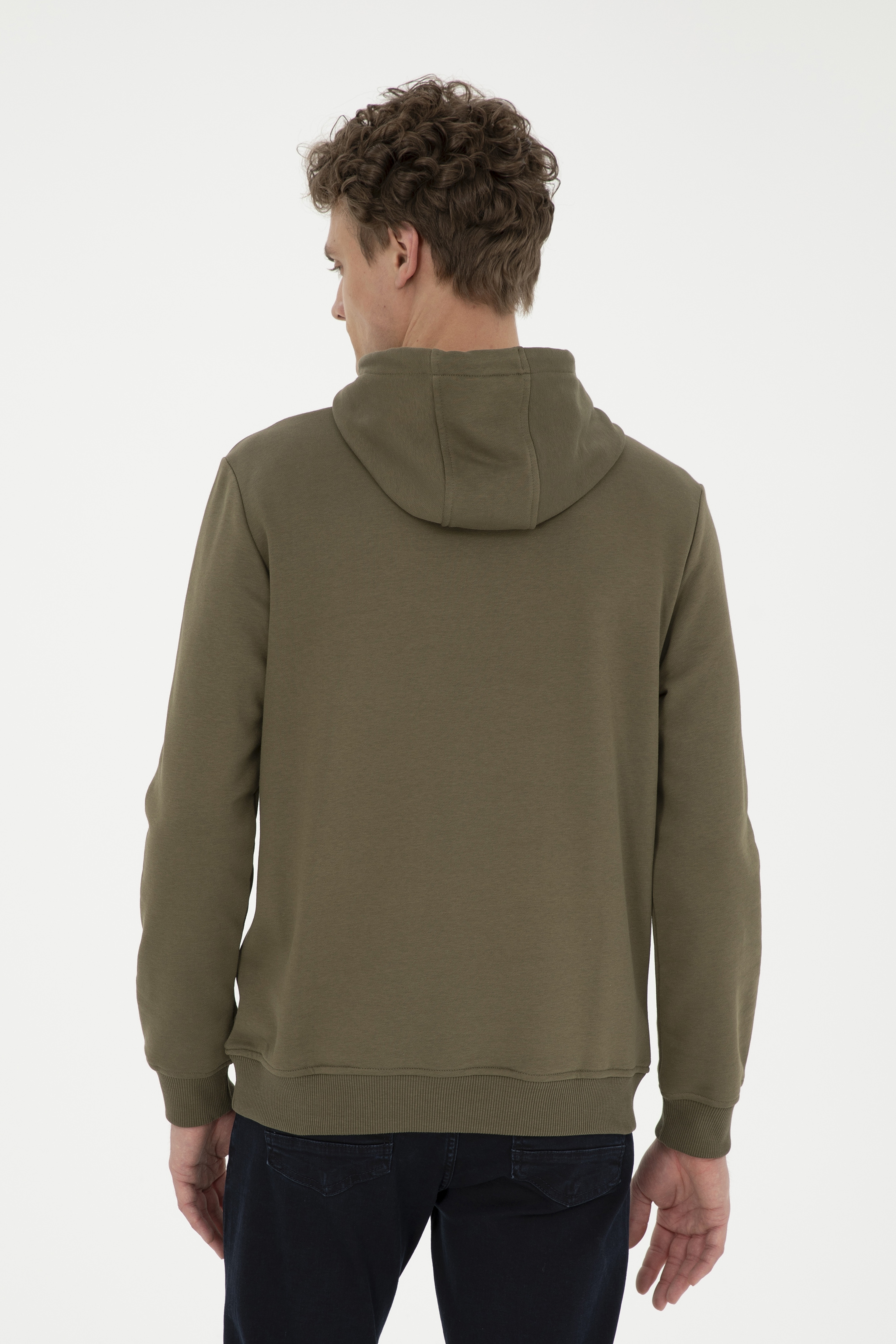 Erkek Haki Basic Sweatshirt