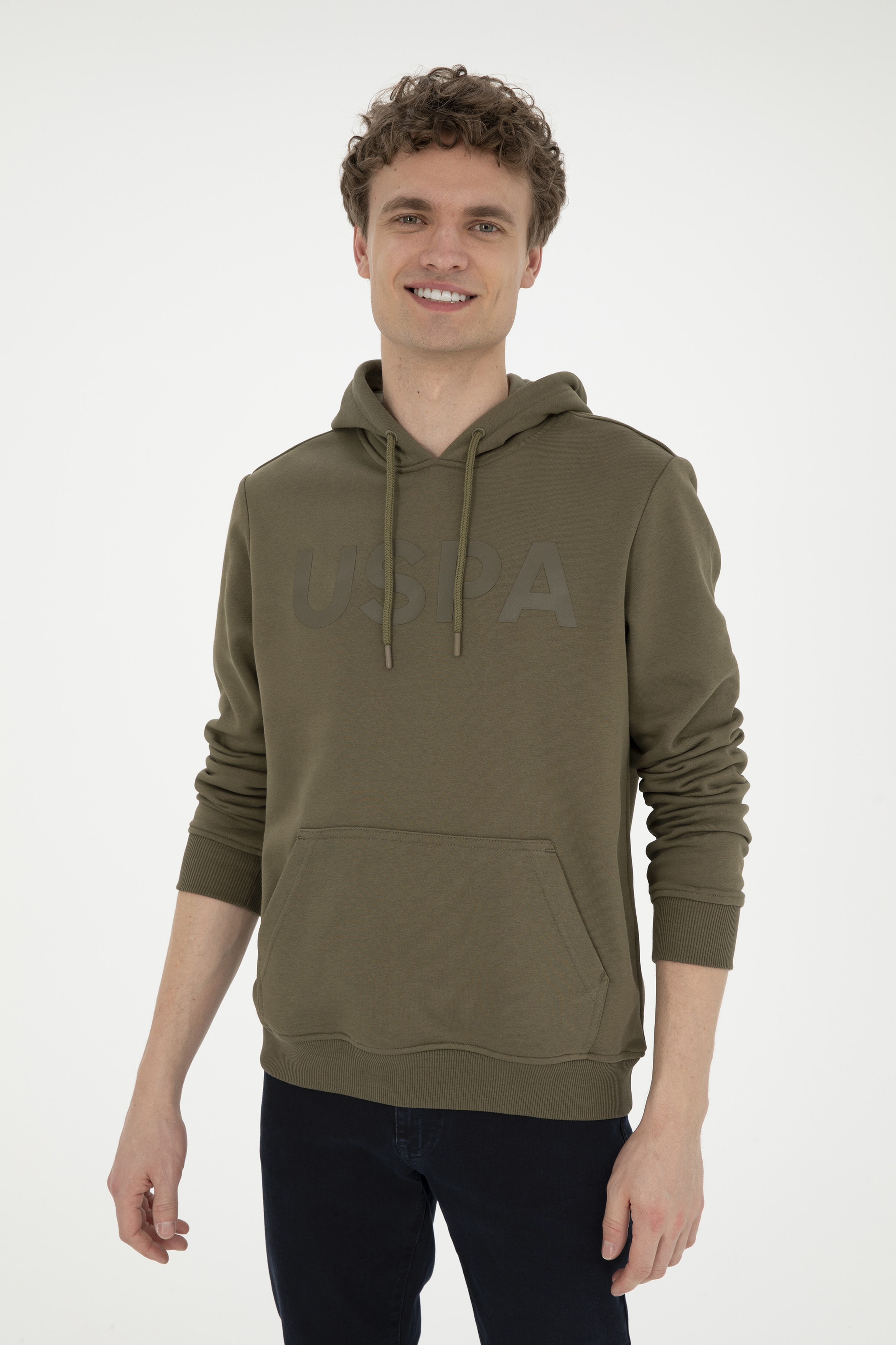 Erkek Haki Basic Sweatshirt - Image 1