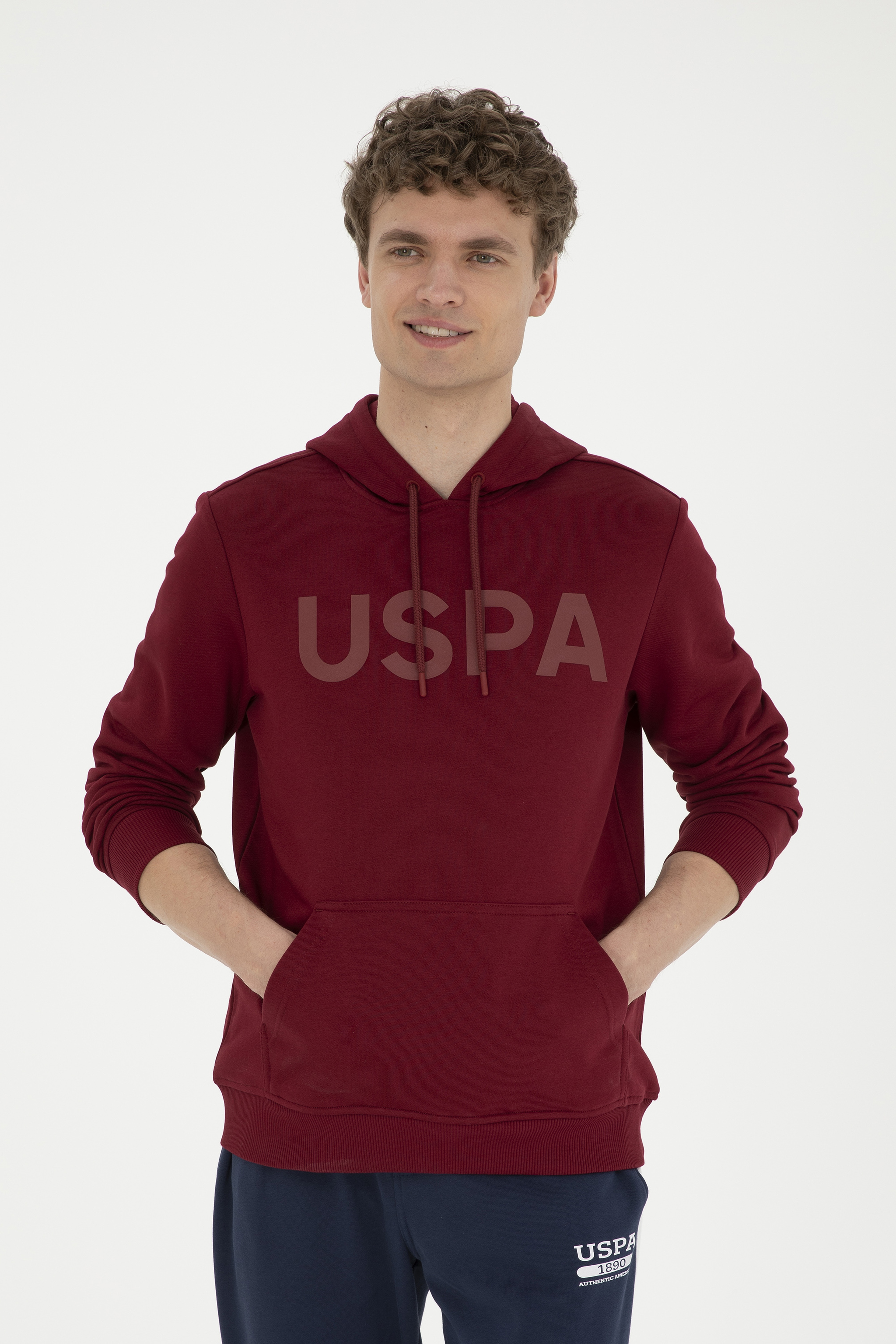 Erkek Bordo Basic Sweatshirt - Image 1