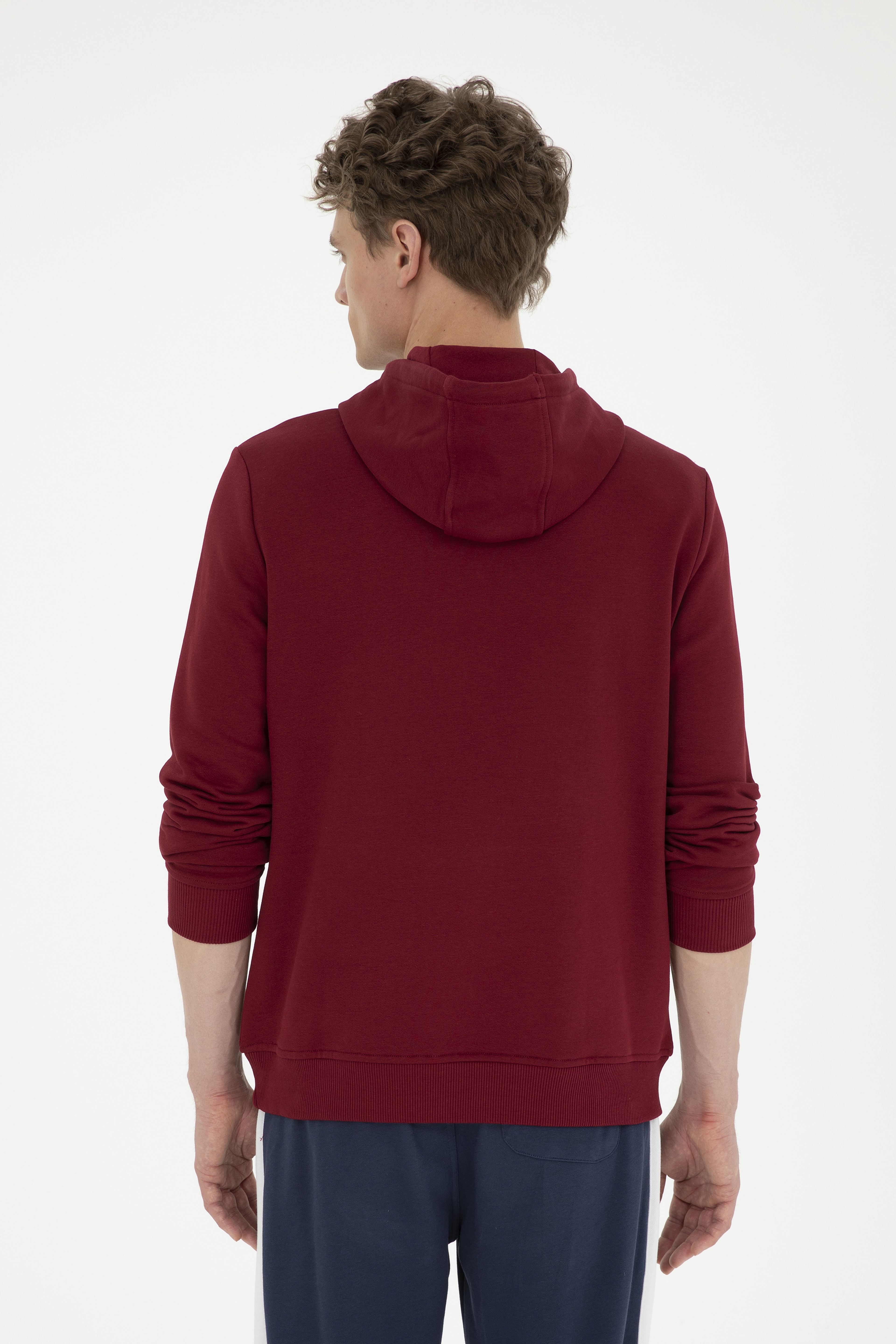 Erkek Bordo Basic Sweatshirt - Image 5