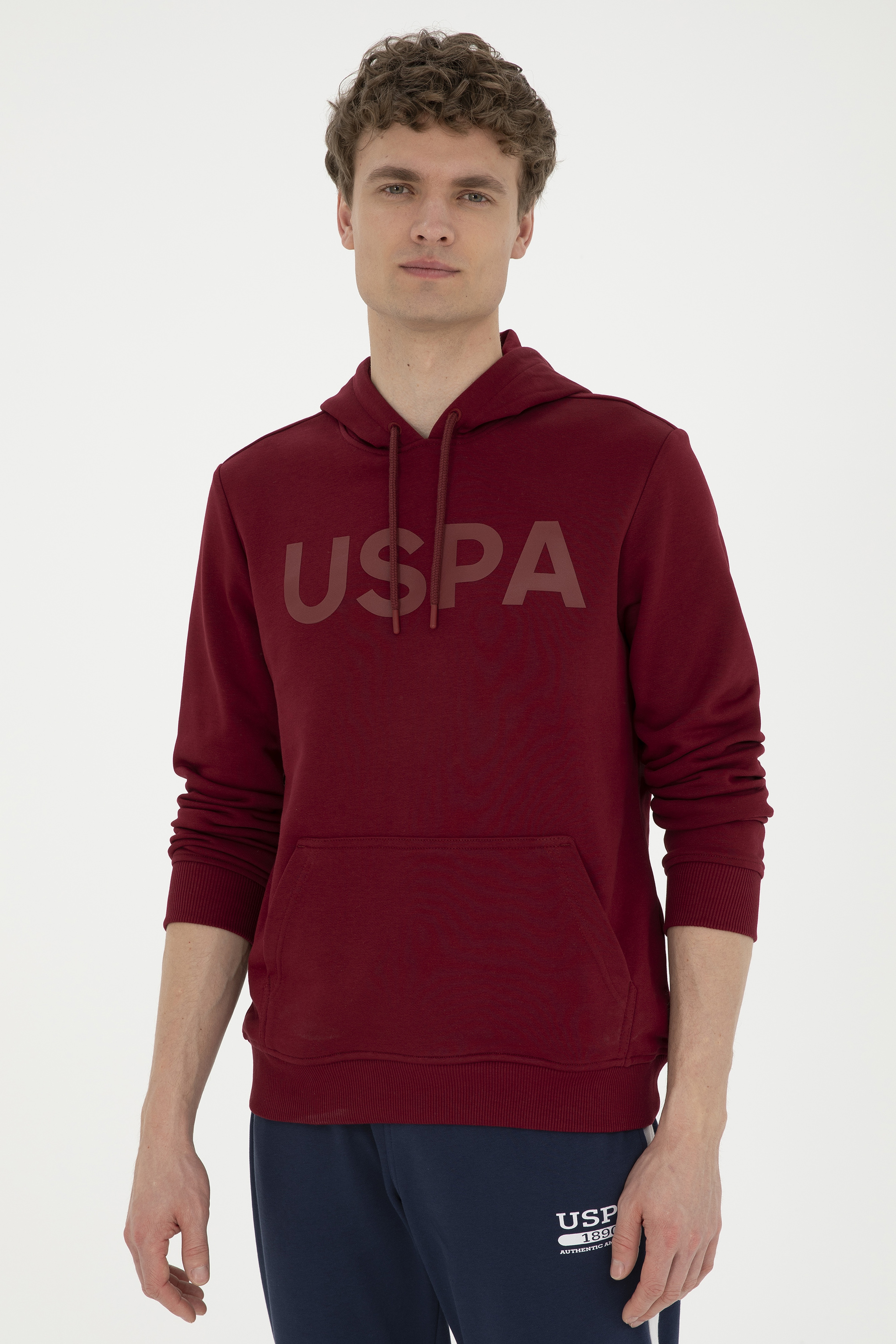 Erkek Bordo Basic Sweatshirt - Image 3