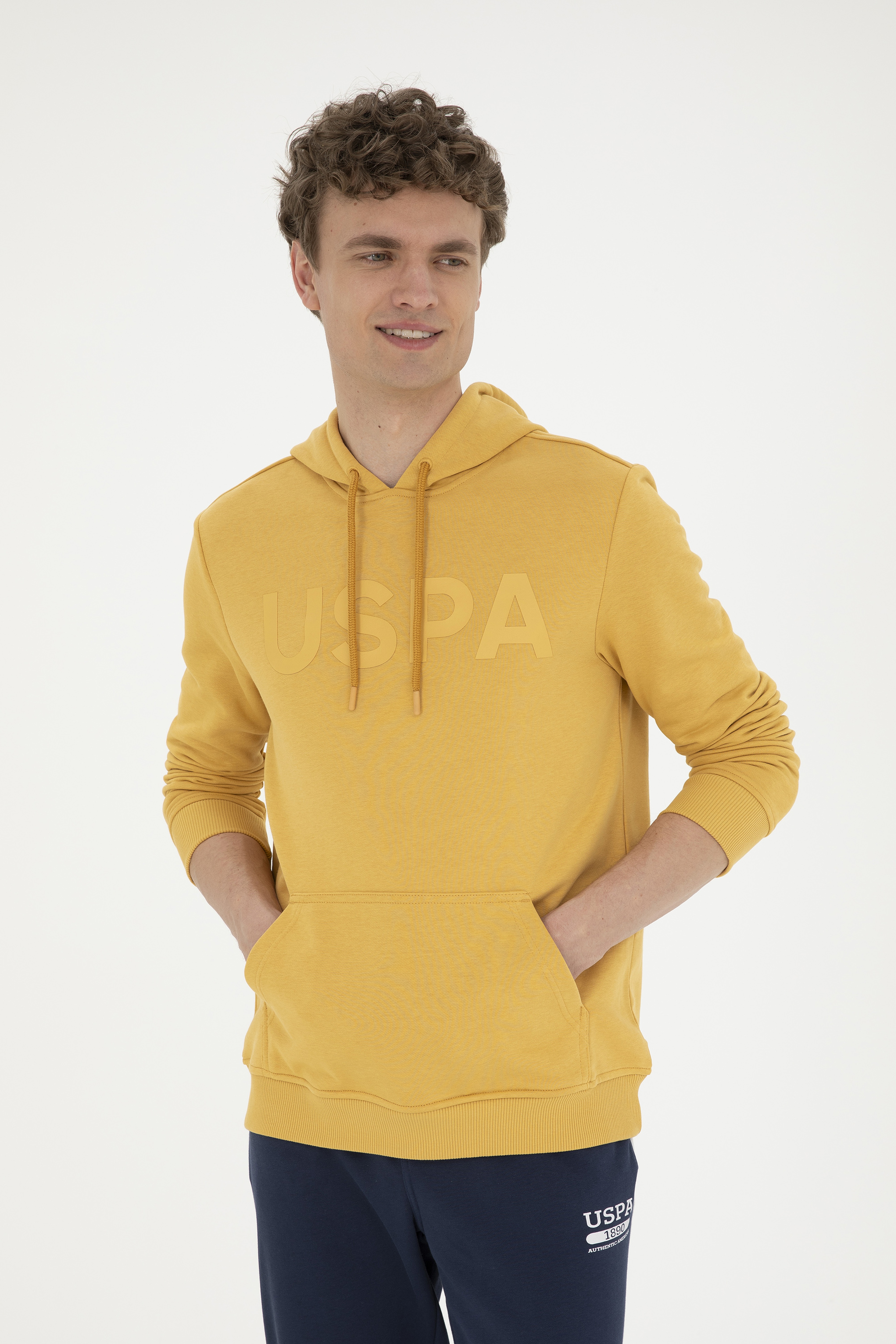 Erkek Hardal Basic Sweatshirt - Image 1