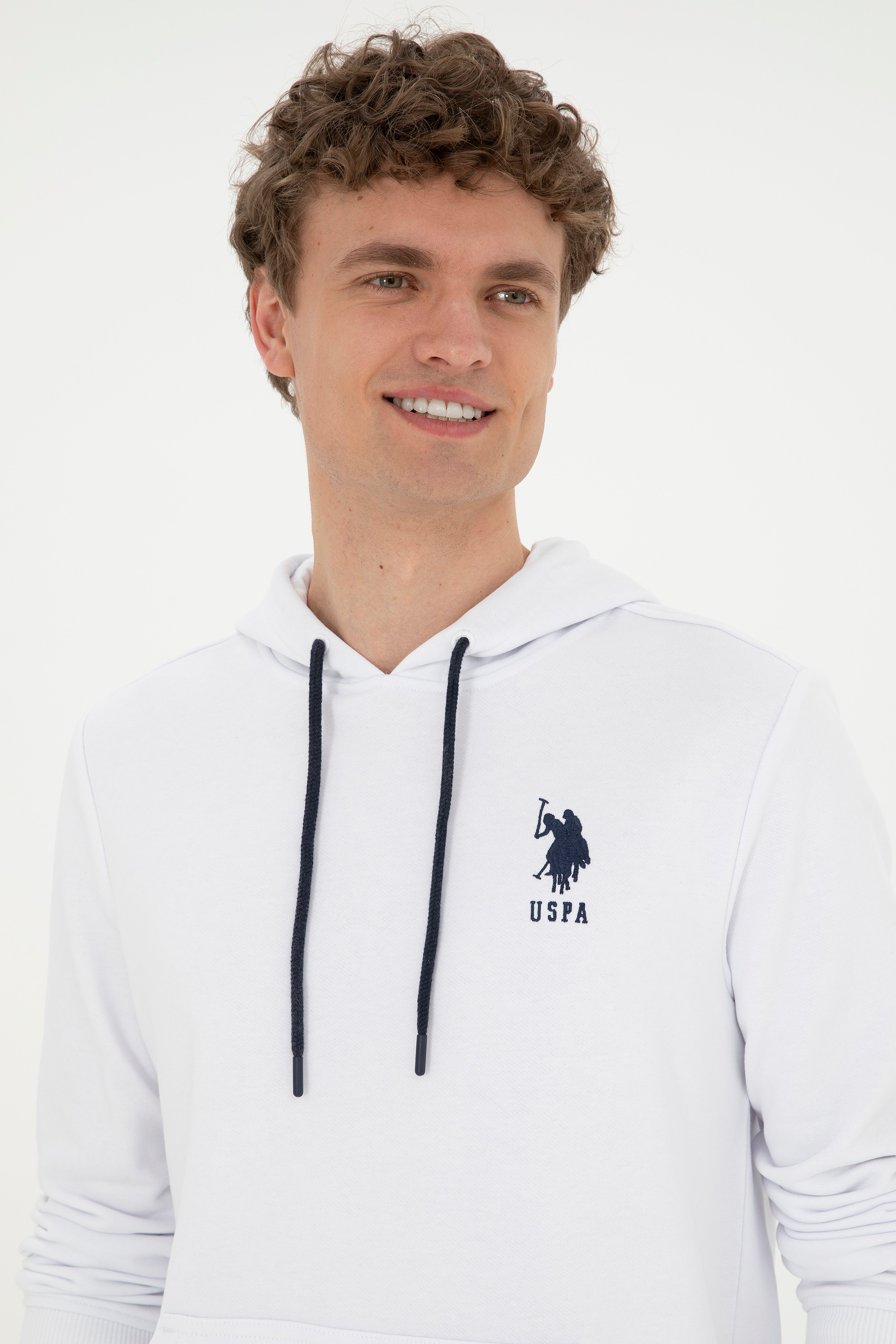 Erkek Beyaz Basic Sweatshirt - Image 2