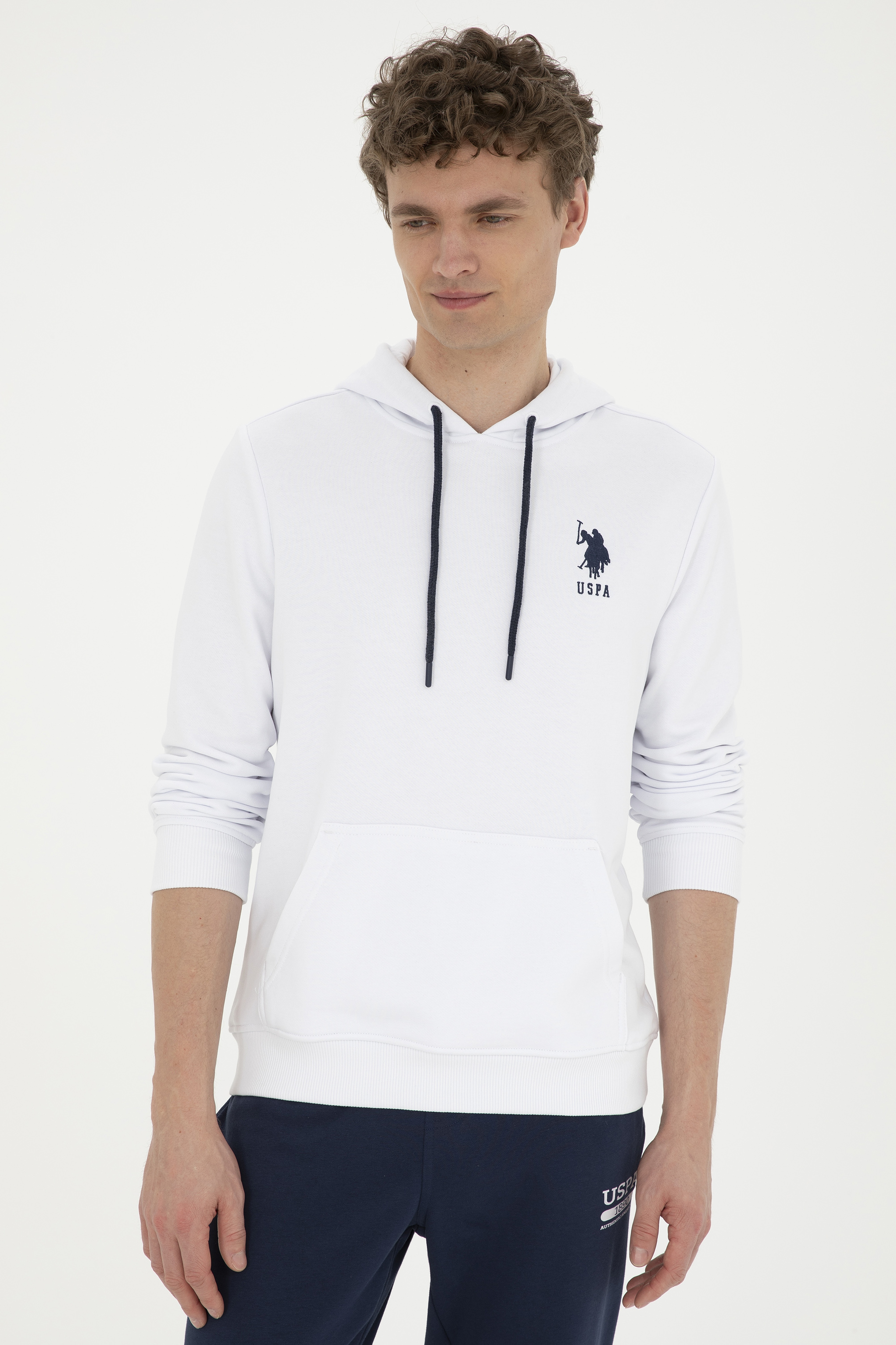 Erkek Beyaz Basic Sweatshirt - Image 3