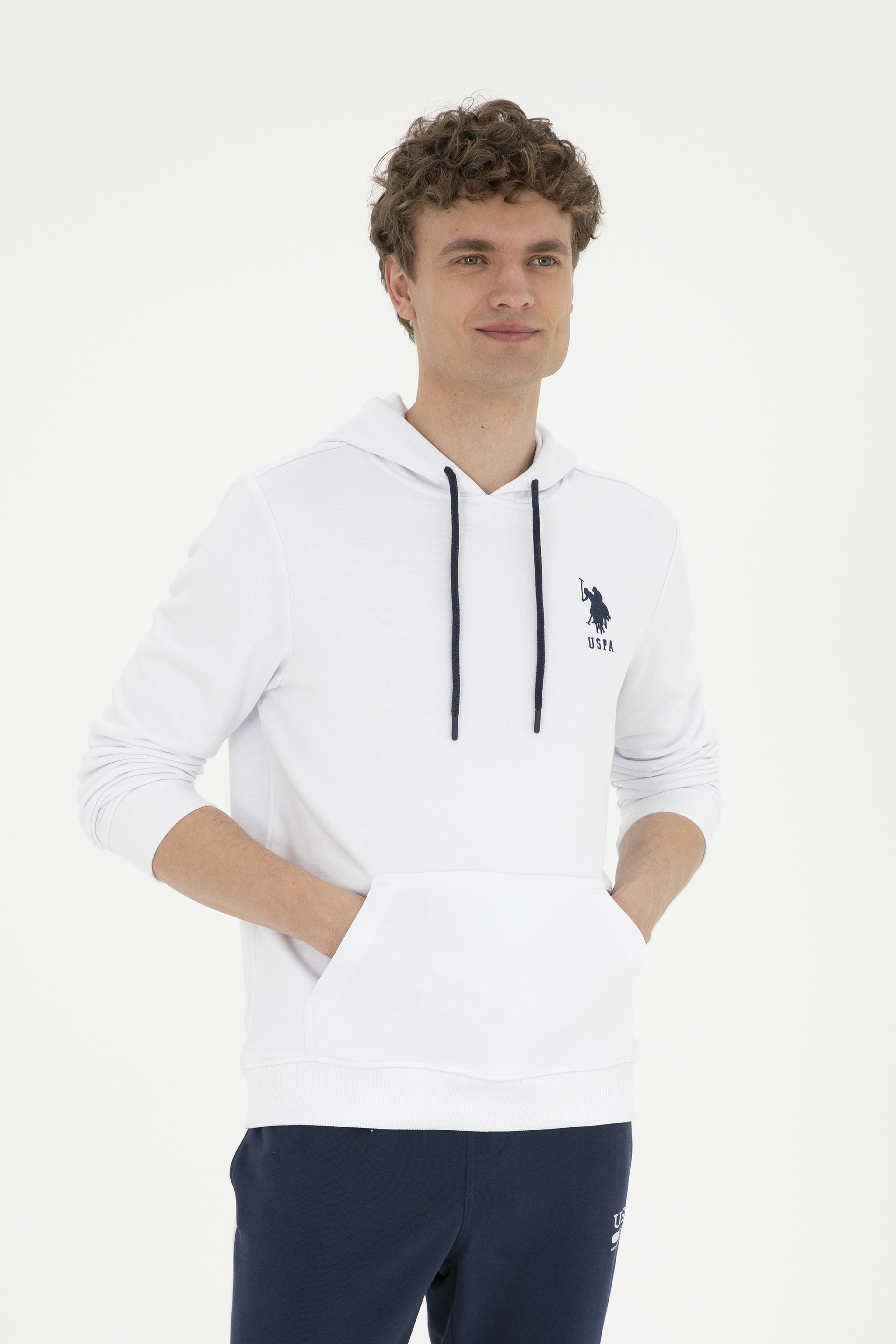 Erkek Beyaz Basic Sweatshirt - Image 1