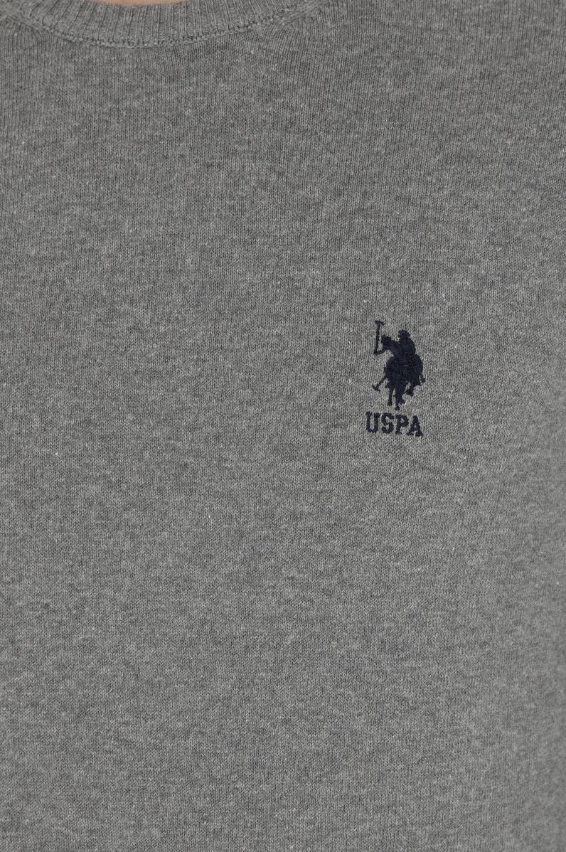 Erkek Gri Melanj Bisiklet Yaka Kazak