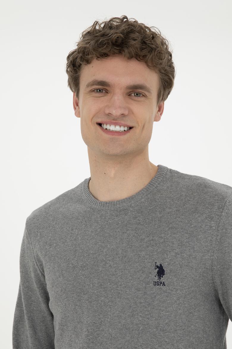 Erkek Gri Melanj Bisiklet Yaka Kazak - 50269005106