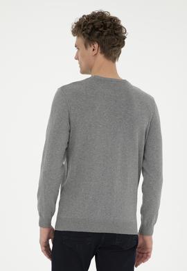 Erkek Gri Melanj Bisiklet Yaka Kazak - 50269005106