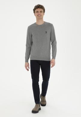 Erkek Gri Melanj Bisiklet Yaka Kazak - 50269005106