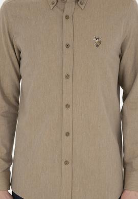 Erkek Açık Haki Uzun Kollu Basic Gömlek - 50271275052