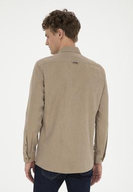 Erkek Açık Haki Uzun Kollu Basic Gömlek - 50271275052