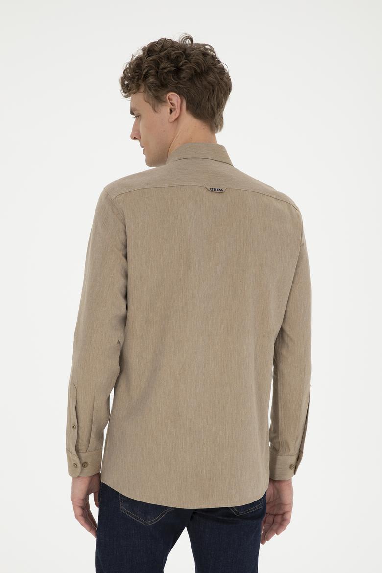 Erkek Açık Haki Uzun Kollu Basic Gömlek - 50271275052