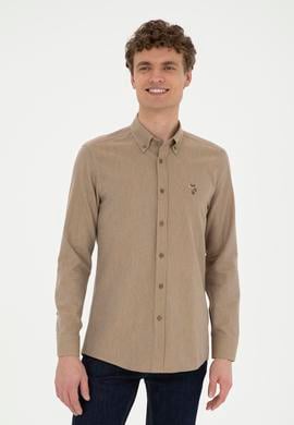 Erkek Açık Haki Uzun Kollu Basic Gömlek - 50271275052