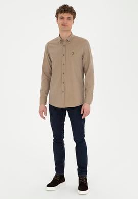 Erkek Açık Haki Uzun Kollu Basic Gömlek - 50271275052