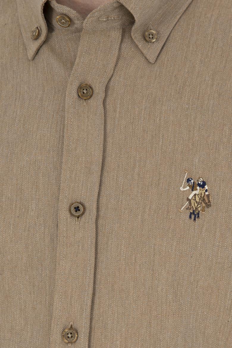 Erkek Açık Haki Uzun Kollu Basic Gömlek - 50271275052