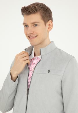 Erkek Gri Deri Ceket - 50289046009