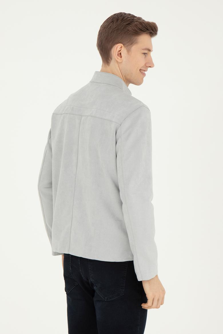 Erkek Gri Deri Ceket - 50289046009