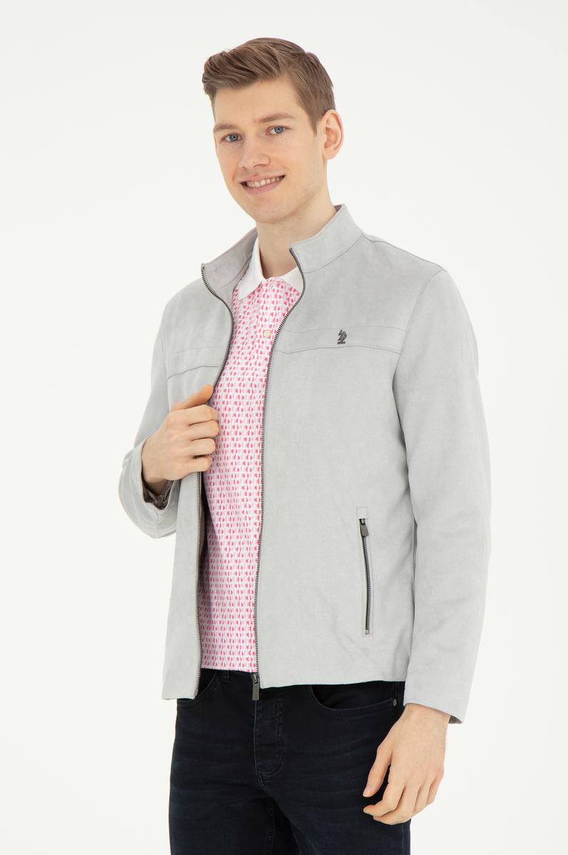 Erkek Gri Deri Ceket