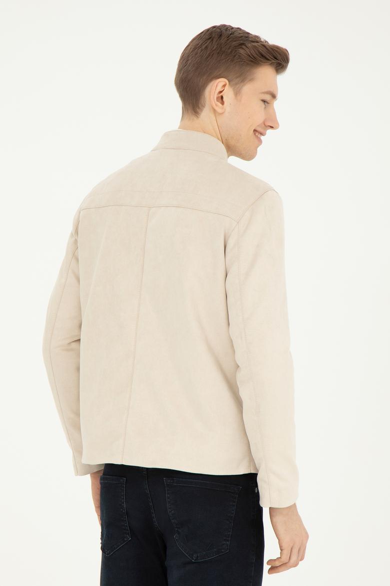 Erkek Bej Deri Ceket - 50289046018