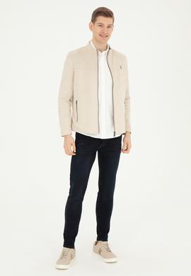 Erkek Bej Deri Ceket - 50289046018