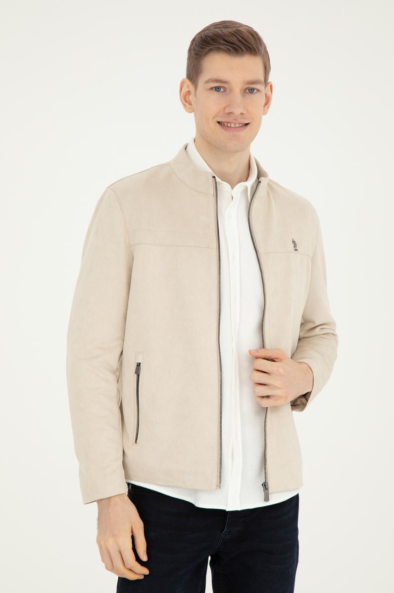 Erkek Bej Deri Ceket