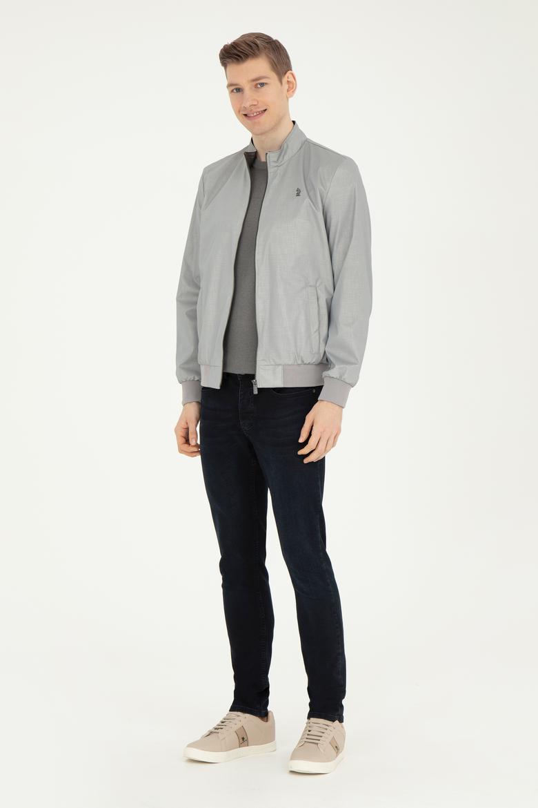Erkek Gri Deri Ceket - 50289047010