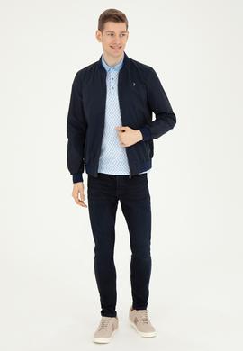 Erkek Lacivert Deri Ceket - 50289050009