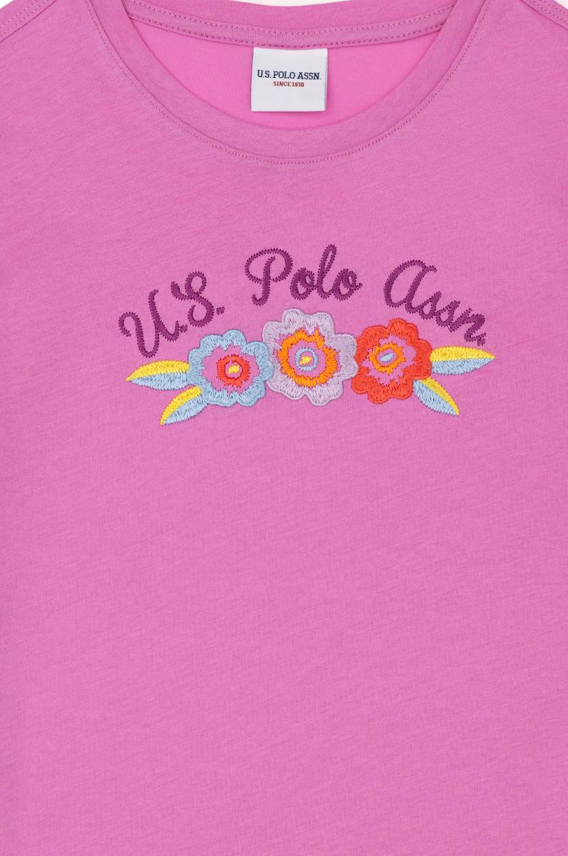 Kız Çocuk Menekşe Bisiklet Yaka Tişört