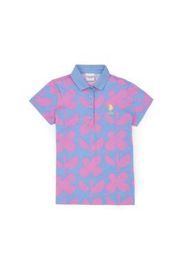 Kız Çocuk Koyu Mavi Polo Yaka Tişört - 50283350009