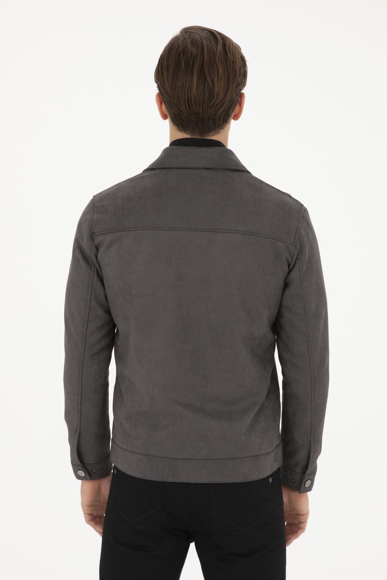 Erkek Antrasit Deri Ceket - 50289049020