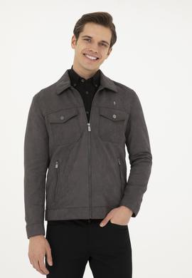 Erkek Antrasit Deri Ceket - 50289049020