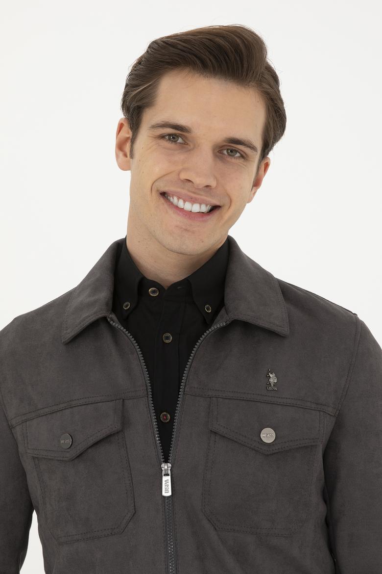 Erkek Antrasit Deri Ceket - 50289049020