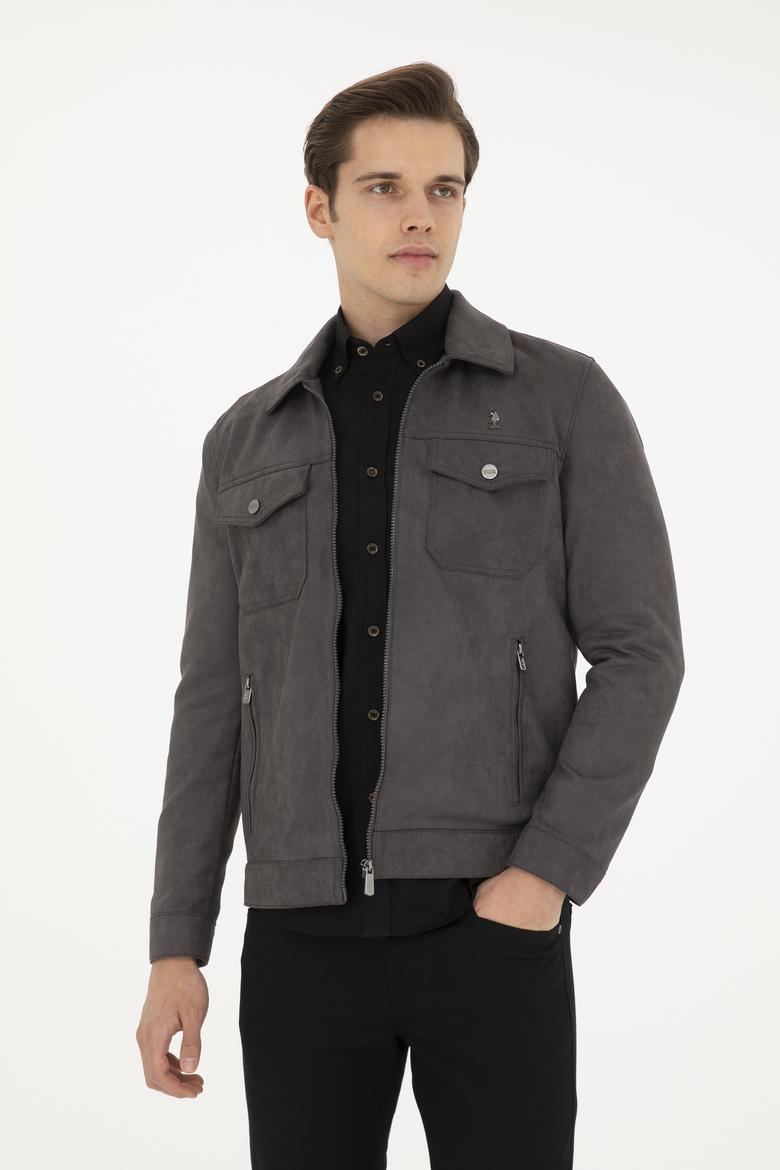 Erkek Antrasit Deri Ceket - 50289049020